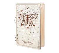SUPERDANT Moon Butterfly Greeting Card Organizer Happy Moment Wooden Card Keeper Binder Greeting Cards Storage Cards Holder Book Postcard Album 2-Rings Cover Keepsake Gift for Graduation Birthday