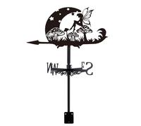 SUPERDANT Moon Elves Weathervane Fairy Elf Mushroom Weather Vane for Roof Fairy Wind Vanes for Sheds Black Wind Direction Indicator for Farmhouse Yard Farm Shed Garden Decoration