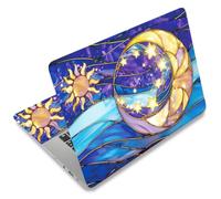 SUPERDANT Moon Sun Laptop Skin Sticker Decal Stained Glass Universal Laptops Notebook Skin Sticker 12 13 13.3 14 15 15.4 15.6 Inches Vinyl Laptop Cover Stickers Removable Waterproof