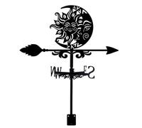 SUPERDANT Moon Sun Weather Vane Smile Sun Weather Vanes for Sheds Metal Wind Vanes Moon Weathervanes Black Wind Direction Indicator for Roof Garden Shed Metal Art