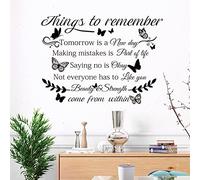 SUPERDANT Motivational Quotes Wall Stickers Things to Remember Wall Decals Black Butterfly Decals Stickers for Walls for Teenagers Bedroom Living Room Home Decorations 39x98cm