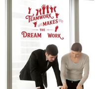 SUPERDANT Motivational Teamwork Wall Stickers Teamwork Makes The Dream Work Wall Decals Red Vinyl Art Decor Inspiring Quotes Art Murals for Office Meeting Room Classroom