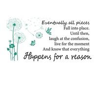 SUPERDANT Motivational Wall Stickers Inspirational Quotes Wall Decals Happy for a Reason Decals Stickers for Walls for Home Living Room Bedroom Dandelion Decor 59x39cm
