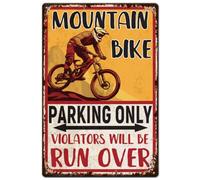 SUPERDANT Mountain Bike Tin Signs Parking Rules Retro Metal Poster Plaque Vintage Text Sign Decorative for Basement Garage Parking Lot Corridor Indoor Outdoor Wall Art Gifts 20x30CM