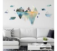 SUPERDANT Mountain Wall Decals Arch Wall Stickers Geometric Forest Tree DIY Decor Geometric Art Wallpaper for Living Room Bedroom Bathroom Door Restroom Roommates Vinyl Wall Art Sticker
