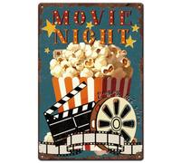SUPERDANT Movie Popcorn Tin Signs Retro Metal Poster Movie Nigh Plaque Vintage Decort Man Cave Sign Decorative for Home Cinema Theater Viewing Room Pubs Club Wall Art Gifts 20x30CM