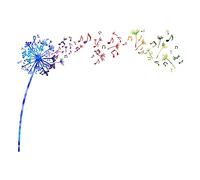 SUPERDANT Music Notes Wall Stickers Dandelion Wall Decals Watercolor Flowers Decals Stickers for Walls Vinyl Art Peel and Stick for Bedroom Living Room Music Lover's Home Decoration