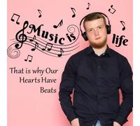 SUPERDANT Musical Notes Wall Decals Black Wall Stickers Music is Life Walls Art Murals that is Why Our Hearts Have Beats for Music Room Bedroom Living Room Gift for Music Lover 57x35cm