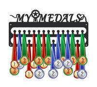 SUPERDANT My Medals Medal Hanger Display Sports Medal Holder Wall Mount Medals Hanging 30 Hooks Matte Black Metal Medal Display Rack Iron Race Ribbon Award Organizer for Athletes 40x20cm
