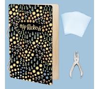 SUPERDANT My Stickers Card Organizer Stickers Card Keeper Reusable Sticker Book Album Storage Collection Book Wooden Loose Leaf Photo Album 2-Rings Gift with Punch and 10 Cards Pocket