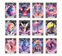 SUPERDANT Mystical 12 Zodiac Signs Iron-On Decals 8.66x6.69 Inch/22x17cm Tarot Dtf Transfer Sheets Ready to Press Durable Vinyl for Custom Clothing Bags Colorful