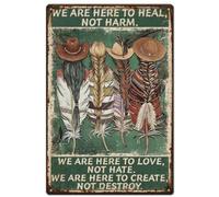 SUPERDANT Native American Tin Sign We Are Here to Heal Not Harm Metal Signs Vintage Wall Plaques Funny Signs and Plaque for Man Cave Bedroom Lving Room Bar Pub Farmhouse Vintage Decor