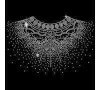 SUPERDANT Neck Pattern Iron on Rhinestones Transfer Neck Pattern Crystal Heat Transfer Stickers Hotfix Rhinestone Bling Decals Patches Sticker for T-Shirt Clothing DIY Art Craft Gifts