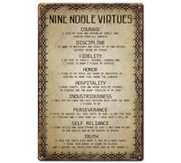 SUPERDANT Nine Noble Virtues Metal Tin Sign Vintage Tin Sign Retro Metal Wall Decor Funny Metal Poster Wall Art Poster for Living Room Bedroom Office Indoorn Outdoor Decor Gifts