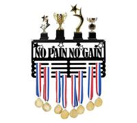 SUPERDANT No Pain No Gain Trophy and Medal Display Shelf Stars Medal Hanger Display Trophy Shelf Sports Award Display Shelf for Wall Metal Wall Mount Award Ribbon Display for Athletes