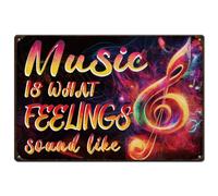 SUPERDANT Notes and Flames Metal Signs Musical Theme Tin Signs Notes Vintage Tin Signs Vintage Wall Art Funny Retro Decor for Bar Man Cave Club Living Room Music Room Retro Metal Decoration