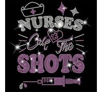 SUPERDANT Nurses Iron on Transfer Call The Shots Crystal Heat Transfer Stickers Hotfix Rhinestone Decal Diamonte Iron on Patch for Girls T-Shirt Clothing Nurses' Day Decoration Gifts