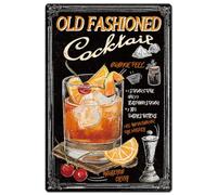 SUPERDANT Oldfashioned Cocktail Metal Signs Cocktail Recipe Tin Sign Bar Wall Plaques Cold Drink Iron Poster Art for Bar Pub Kitchen Home Man Cave Gift Vintage Decor