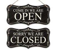 SUPERDANT Open Closed Signs for Business Restaurant Open Closed Wood Door Plate Hanging Plaques Business and Shop Wooden Sign Double Sided Sign Wall Door Hanging Art