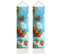 SUPERDANT Orange Tree Tapestry Blue Sky Wall Tapestry Plants Wall Art Tapestries Walls Blanket 2 Long Tapestries Walls Hanging with Tassel for Living Room Bedroom Home Decor 130x33cm