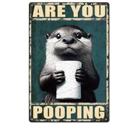 SUPERDANT Otter Retro Metal Signs Toilet Paper Tin Signs Poster Iron Wall Decor Rectangle Metal Sign for Living Room Kitchen Bathroom Washroom Home Wall Art 30cm x20cm