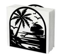 SUPERDANT Palm Tree Napkin Holder for Tables Sunset with Birds Natural Standing Paper Napkin Tissue Dispenser for Kitchen Dining Table Countertop Outdoor Picnic Banquet Gathering Decoration