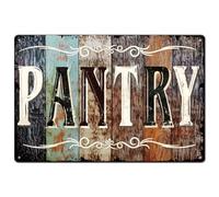 SUPERDANT Pantry Tin Signs Retro Rustic Wood Grain Metal Signs Wall Art Plaque Decor Rectangle Sign for Kitchen Pantry Room Farmhouse Home Bars Restaurants Cafe Pubs Wall Art