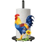 SUPERDANT Paper Towel Holder Rooster and Sunflowers Design 13x7.1inch/33x18cm Metal Stand for Kitchen Countertop Farmhouse Decor and Country Style Home Colorful