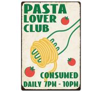 SUPERDANT Pasta Lover Club Tin Signs Italian Pasta Metal Sign Funny Food Wall Decor Retro Poster for Kitchen Dining Room Bars Restaurants Cafe Pubs Home Decorative Plaque Garage Decoration