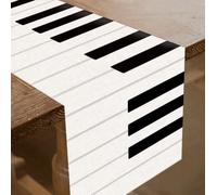 SUPERDANT Piano Keys Table Runner Music Table Runners Black and White Universal Tablerunner Decoration for Music Party Restaurant Dining Room Wedding Birthday Housewarming Gift 33x183cm
