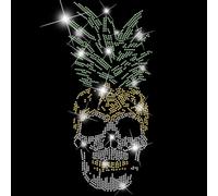 SUPERDANT Pineapple-Head Skull Iron on Rhinestones Transfer Interesting Pattern Iron-on Decals T-Shirt Crystal Heat Transfer Hot Fix Crystals for Clothing Decoration for Bags DIY Craft