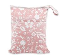 SUPERDANT Pink Floral Wet Dry Bag Waterproof Reusable Leakproof Wet Clothes Bag with 2 Zippered Pockets for Beach Pool Gym Swimsuits Sportswear Baby Diapers Changes Bags 36x30CM