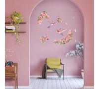 SUPERDANT Pink Rose Wall Stickers Hummingbird Wall Decals Self Adhesive Wall Art Mural Decals Waterproof Wall Decoration Pink Rose Home Wall Decor for Home Living Room Bedroom Bathroom Study Room