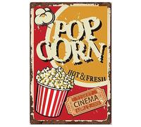 SUPERDANT Popcorn Metal Signs Hot Fresh Tin Sign Theater Metal Tin Sign Vintage Tin Signs Funny Signs and Plaque Kitchen Metal Wall Plaque for Bar Playroom Cinema Kitchen Wall Decoration