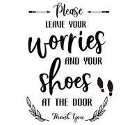 SUPERDANT PVC Wall Sticker Art Words Leave Your Shoes Wall Decals Vinyl Wreath Pattern Wall Art Prompt Words Sticker for Porch Wall Door Decoration 25.4x19 cm