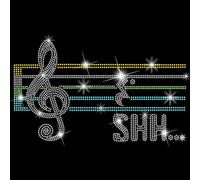SUPERDANT Quarter Rest Crystal Rhinestone Iron on Transfer Music Notes Glitter Rhinestone Applique Patches DIY Transfer Decal for Clothing T-Shirt Hoodies Jackets Bag Pillows 32x23.8CM