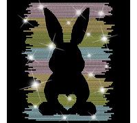 SUPERDANT Rabbit Iron on Rhinestones Colorful Rabbit Heat Transfer Stickers DIY Iron-on Decals Easter Bunny Bling Rhinestones Patches for T-Shirt Woman Clothing Hoodies Art Craft Decor Gifts