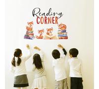 SUPERDANT Read Corner Wall Decal Cute Animals Art Decoration Vinyl Wall Stickers for Classroom Reading Room Kid's Bedroom Back to School