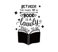 SUPERDANT Reading Corner Wall Stickers Book Wall Decals Between the Pages of Book is A Lovely Place to Be Decals Stickers for Walls Reading Quotes PVC Art Mural for Classroom Nursery Library Decor