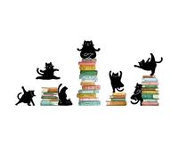 SUPERDANT Reading Theme Wall Decal Yoga Cat Wall Sticker Black Cats on the Books Peel and Stick Art Decoration for Classroom Kid's Library Nursery Wall Decor