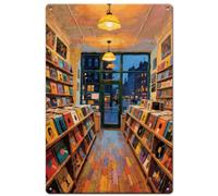 SUPERDANT Record Store Tin Signs Oil-Painting Style Metal Sign Iron Wall Decor Rectangle Retro Poster for Living Room Bedroom Kitchen Bars Restaurants Cafe Home Decorative Plaque Garage Decoration