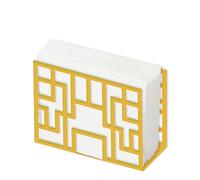 SUPERDANT Rectangular Striped Napkin Holder for Tables Yellow Metal Serviette Dispenser Cocktail Napkins Iron Tissue Paper Towel Stand for Dining Room Home Bar Decor 15x10CM