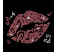 SUPERDANT Red Lip Crystal Rhinestone Decals Musical Rhinestone Transfers Patches Iron on Hotfix Applique Hot Melt Sparkle Sticker for T-Shirt Clothing Tote Bag DIY Art Craft Gifts