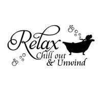 SUPERDANT Relax Chill Out & Unwind Wall Stickers Bathtub Bubbles Wall Decal Black Lettering Sticker for Walls Vinyl Art for Walls Bathroom Bathtubs Transfer Sticker Decoration 34x58cm