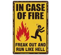 SUPERDANT Retro Fire Escape Metal Sign 11.8x7.9 Inch/30x20cm Fire Exit Tin Sign In Case Of Fire Iron Plaques For Bedroom Bar Pub Commercial Space Office Decoration Colorful