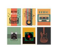 SUPERDANT Retro Music Wall Art Vintage Wall Decor For Music Room Decor | Unframed Canvas,20x25cm,Multiple Hanging Options,Housewarming Gift
