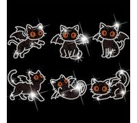 SUPERDANT Rhinestone Iron On Transfers Halloween Devil Black Cat Glass Rhinestone Sheets Large Bling Transfer for Clothing DIY Projects Festival Outfits and Personalized Apparel