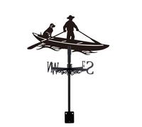 SUPERDANT Rowing Ship Weather Vane Nautical Iron Weathervanes Matte Black Roof Mount Wind Direction Indicator For Coastal Cottage Garden Shed Black 35.8x23.5cm