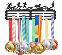 SUPERDANT Run with Dog Medal Hanger Running Medal Holder for Wall Paw Print Medals Display Rack Metal Personalised Medals Rack Gift for Runner Man Woman Triathlon Dog Lover