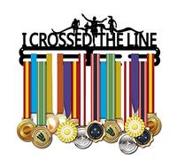 SUPERDANT Running Medal Holder Running Medal Hangers I CROSSED THE LINE Medal Display Hanger Black Iron Wall Mounted Hooks for Competition Medal Holder Display Wall Hanging Runner Gift 40x15cm